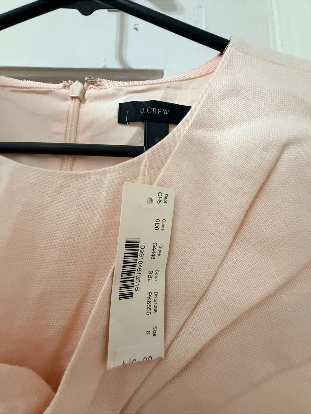 J. Crew Pale Blush Knot-Front Asymmetrical Sheath Dress